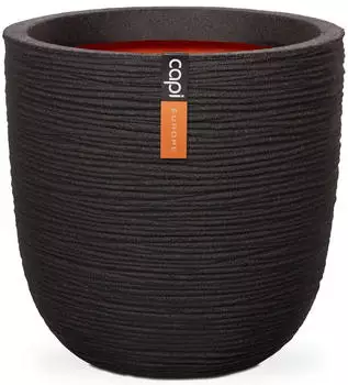 Capi Blumentopf Nature Rib oval 54 x 52 cm schwarz (KBLR935)
