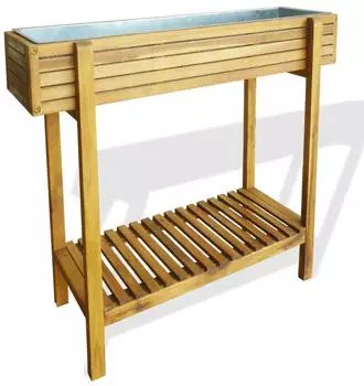 vidaXL Planter in solid acacia wood and zinc