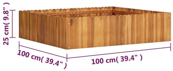 vidaXL Solid acacia wood planter 100 x 100 x 25 cm