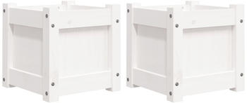 vidaXL Pflanzkübel 31x31x31cm 2er-Set Kiefer weiß