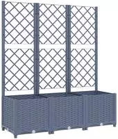 vidaXL Pflanzk&uuml;bel mit Spalier Blaugrau 120x40x136 cm PP