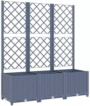 vidaXL Planter with trellis 120 x 40 x 136 cm dark gray