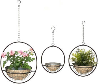 DanDiBo Blumenampel Metall 3 Stk. silber (96087)