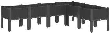vidaXL PP Pflanzkasten mit Beinen 160 x 120 x 42 cm Schwarz