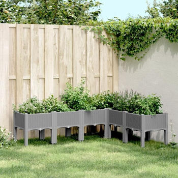 vidaXL PP Pflanzkasten mit Beinen 160 x 120 x 42 cm Hellgrau