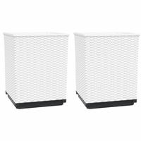 vidaXL Pflanzk&uuml;bel 2 Stk. Wei&szlig; 30x30x37 cm Polypropylen