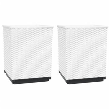 vidaXL Pflanzk&uuml;bel 2er Set 30 x 30 x 37 cm Polypropylen Wei&szlig;