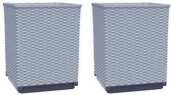 vidaXL Pflanzk&uuml;bel 2er Set 30 x 30 x 37 cm Polypropylen Hellgrau
