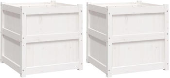 vidaXL Pflanzk&uuml;bel 2 Stk 60 x 60 x 60 cm Massivholz Wei&szlig;