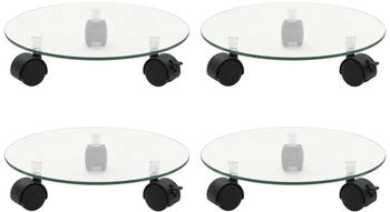 vidaXL Pflanzenroller Hartglas rund &Oslash; 28 cm 4 Stk. (3144028)