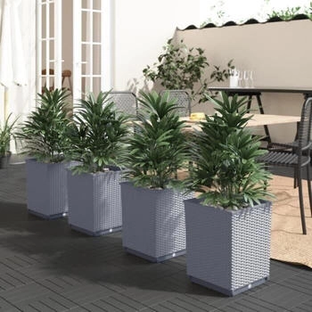 vidaXL Planters 4 Pieces 30 x 30 x 37 cm Dark Gray
