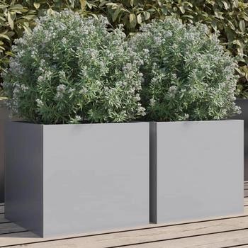 vidaXL Pflanzk&uuml;bel 32 x 30 x 29 cm verzinkter Stahl silber 2 Stk. (841546)
