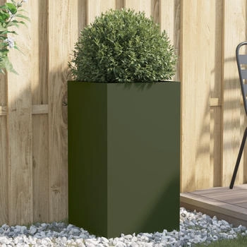 vidaXL Pflanzkübel 42 x 38 x 75 cm kaltgewalzter Stahl olivgrün (841580)