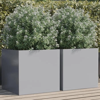 vidaXL Pflanzk&uuml;bel 49 x 47 x 46 cm verzinkter Stahl silber 2 Stk. (841570)