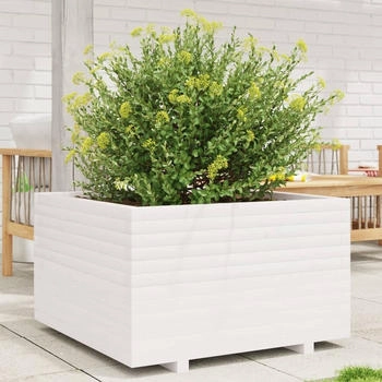 vidaXL Pflanzkübel 80 x 80 x 49,5 cm Massivholz Kiefer weiß (3282530)