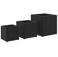 vidaXL Pflanzk&uuml;bel 3 Stk. Schwarz Poly Rattan