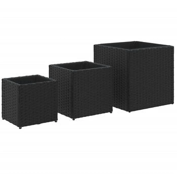vidaXL Pflanzk&uuml;bel Polyrattan schwarz 3 Stk. (366395)