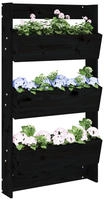 vidaXL Wand-Pflanzk&uuml;bel 3 F&auml;cher 60x18,5x110 cm Schwarz Kiefernholz