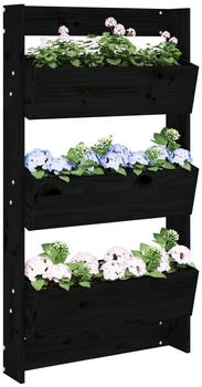 vidaXL Wand-Pflanzk&uuml;bel 3 F&auml;cher 60 x 18,5 x 110 cm Kiefernholz schwarz (825118)