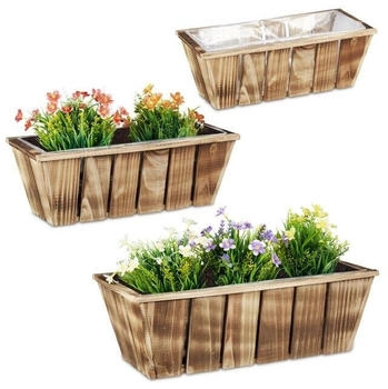 Relaxdays Set of 3 hanging pots coconut basket brown