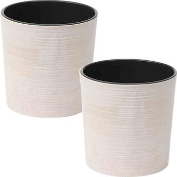 Siena Garden Pflanzkübel Eco Lens Kunststoff Holz Ø 25,5 cm 2er Set weiß
