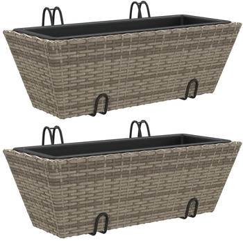vidaXL Pflanzkasten mit Haken Polyrattan grau 2 Stk. (366400)