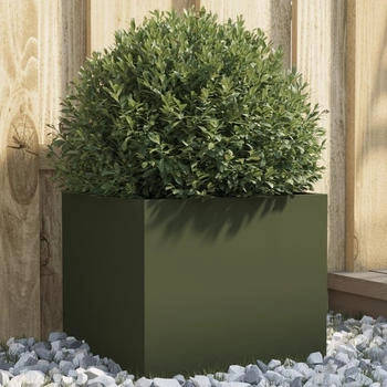 vidaXL Pflanzk&uuml;bel 32 x 30 x 29 cm kaltgewalzter Stahl olivgr&uuml;n (841541)