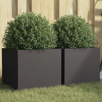 vidaXL Pflanzk&uuml;bel 2 Stk. Schwarz 32x30x29 cm Stahl