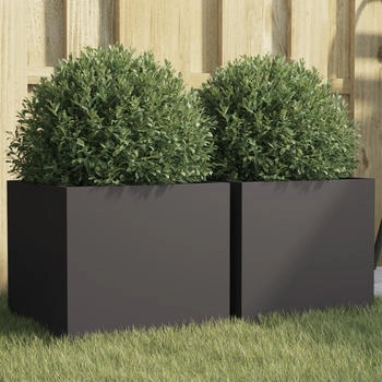 vidaXL Pflanzk&uuml;bel 32 x 30 x 29 cm kaltgewalzter Stahl schwarz 2 Stk. (841536)
