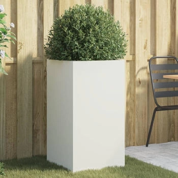 vidaXL Pflanzkübel 42 x 38 x 75 cm kaltgewalzter Stahl weiß (841578)