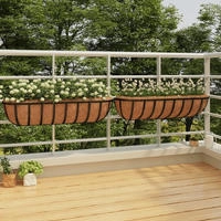 vidaXL Wand-Pflanzk&ouml;rbe 2 Stk. Kokoseinlage Schwarz 91x20x23 cm Stahl