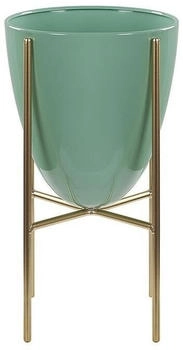Beliani Cachepot Lefki in steel 16 x 16 x 31 cm Green