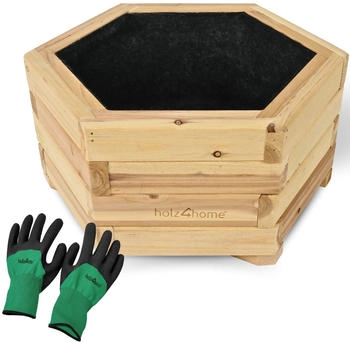 holz4home Outdoor Pflanzk&uuml;bel S I 6-eckig Tannenholz inkl Gartenhandschuhe