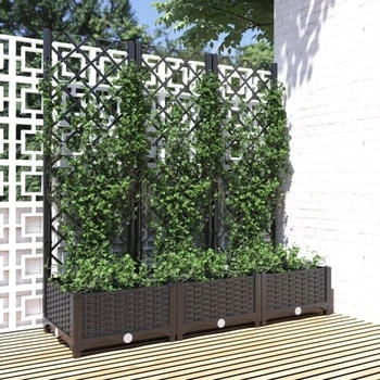 vidaXL Planter with trellis 120 x 40 x121.5 cm black