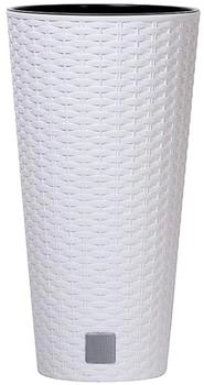 Magubo Blumentopf hoch mit Blumenkübel inkl. Einsatz Rattan-Optik (Weiß 400)