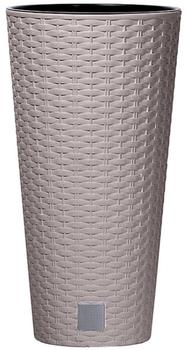 Magubo Blumentopf hoch mit Blumenkübel inkl. Einsatz Rattan-Optik (Beige 300)