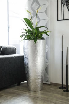 Vivanno Blumenkübel Fiberglas City Silber Hochglanz 80x37