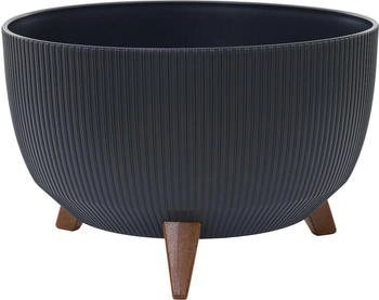 Siena Garden Pflanzgefäß Oslo Stripe Kunststoff anthrazit 40 cm (V09620)