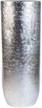 Vivanno Fiberglas SOLERIO Rund, Silber Blattoptik hochglanz 33x33x80 cm
