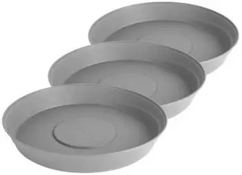 Garronda Untersetzer Blumentopf aus Kunststoff GD-0023 Grau ⌀ 20cm H=3,5cm 3 Stück
