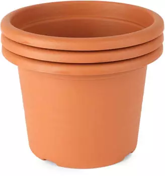 Garronda Blumentopf rund aus Kunststoff GD-0022 Terracotta ⌀ 23cm H=16.5cm 3 Stück