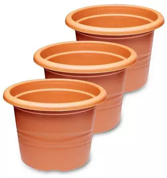Garronda Blumentopf aus Kunststoff GD-0022 3 Stück Terracotta ⌀34cm H=24cm ⌀34cm H=24cm 3 Stück Terracotta