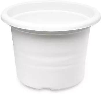 Garronda Blumentopf rund aus Kunststoff Pflanzentopf für Blumen und andere Pflanzen Blumentöpfe Plastik GD-0022 (Weiß ⌀ 15cm H 10,5cm)