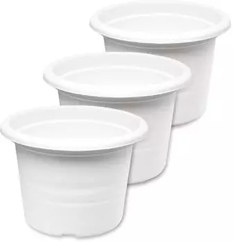 Garronda Blumentopf aus Kunststoff GD-0022 3 Stück Weiß ⌀34cm H=24cm ⌀34cm H=24cm 3 Stück Weiß