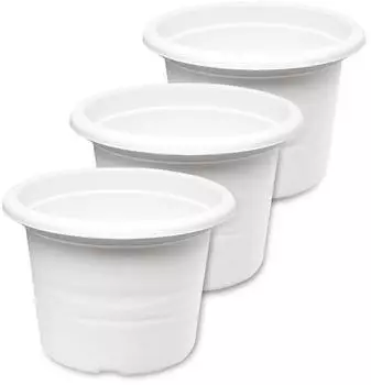 Garronda Blumentopf aus Kunststoff GD-0022 3 Stück Weiß ⌀15cm H=10.5cm ⌀15cm H=10.5cm 3 Stück Weiß