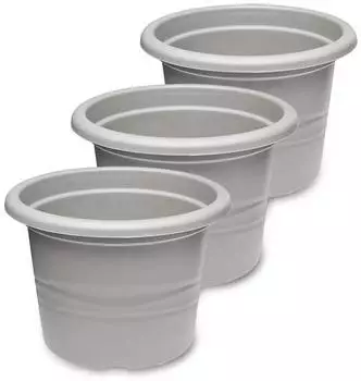 Garronda Blumentopf aus Kunststoff GD-0022 3 Stück Grau ⌀23cm H=16.5cm ⌀23cm H=16.5cm 3 Stück Grau