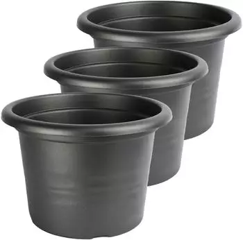 Garronda Blumentopf rund aus Kunststoff GD-0022 Graphite ⌀ 20cm H=14cm 3 Stück