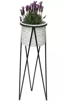 DanDiBo Blumenhocker mit Topf Metall 75cm schwarz/wei&szlig;