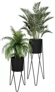 ML-Design Pflanzenständer Stahl 27x27x48,5cm 35,5x34x75cm schwarz 2er-Set (490011934)