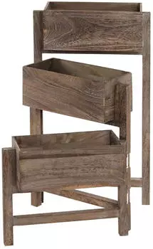 MCW Standregal T275 Pflanzenregal 3 K&ouml;rbe Holz braun (T275)